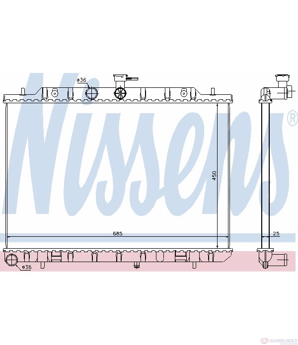 РАДИАТОР ВОДЕН NISSAN X-TRAIL (2007-) 2.0 dCi - NISSENS
