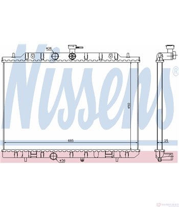 РАДИАТОР ВОДЕН NISSAN X-TRAIL (2007-) 2.0 - NISSENS