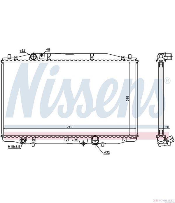 РАДИАТОР ВОДЕН HONDA ACCORD VIII TOURER (2003-) 2.2 i CTDi - NISSENS