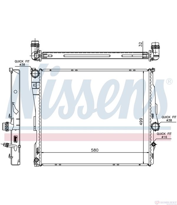 РАДИАТОР ВОДЕН BMW X3 E83 (2004-) 3.0 si - NISSENS