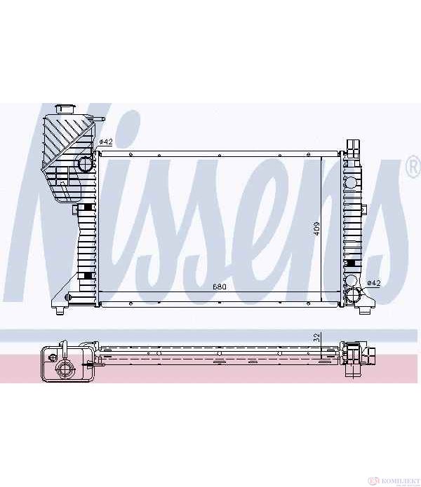РАДИАТОР ВОДЕН MERCEDES SPRINTER 2T 901, 902 (1995-) 210 D - NISSENS