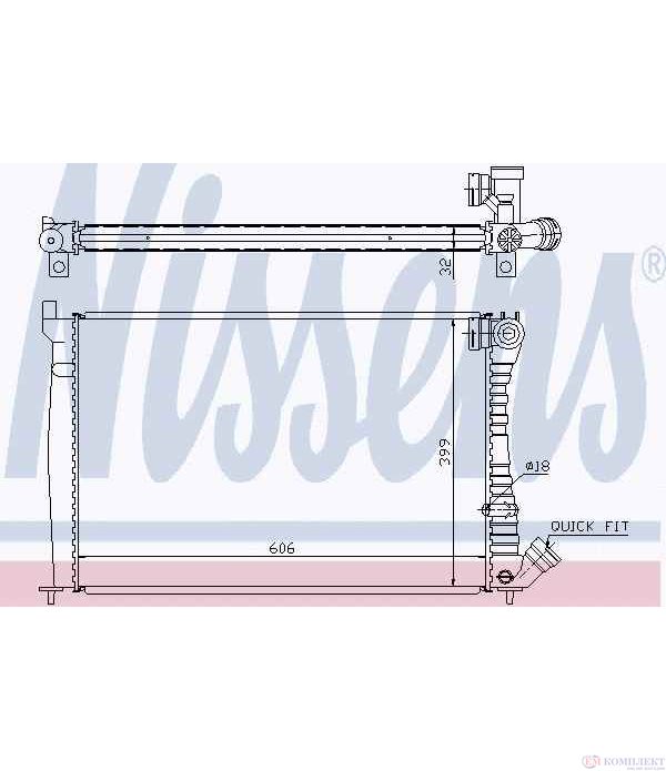 РАДИАТОР ВОДЕН CITROEN XANTIA BREAK (1995-) 2.1 Turbo D 12V - NISSENS