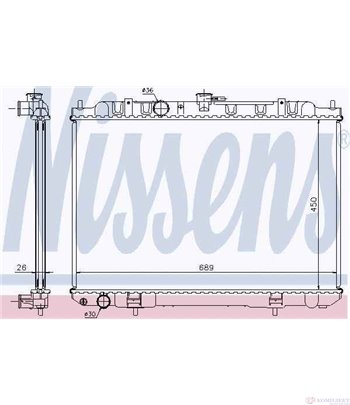 РАДИАТОР ВОДЕН NISSAN X-TRAIL (2001-) 2.0 4x4 - NISSENS