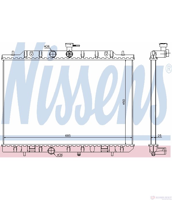 РАДИАТОР ВОДЕН NISSAN X-TRAIL (2007-) 2.5 - NISSENS