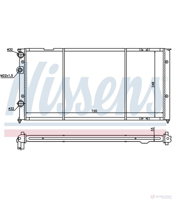 РАДИАТОР ВОДЕН VOLKSWAGEN PASSAT VARIANT (1988-) 1.6 TD - NISSENS