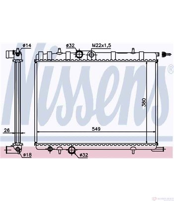 РАДИАТОР ВОДЕН PEUGEOT 307 BREAK (2002-) 2.0 16V - NISSENS