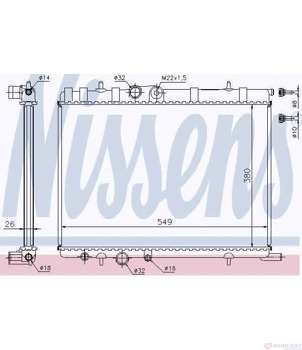 РАДИАТОР ВОДЕН PEUGEOT 307 SW (2002-) 2.0 16V - NISSENS