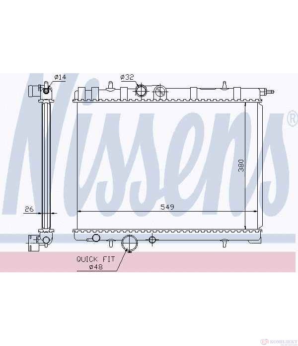 РАДИАТОР ВОДЕН PEUGEOT 206 SW (2002-) 2.0 16V - NISSENS