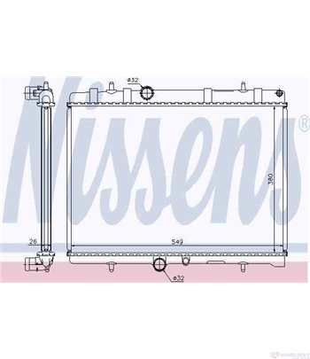 РАДИАТОР ВОДЕН PEUGEOT 407 COUPE (2005-) 2.0 HDi - NISSENS