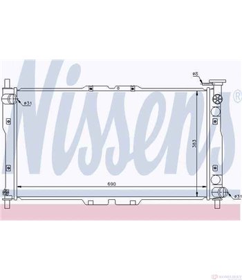 РАДИАТОР ВОДЕН KIA CLARUS (1996-) 1.8 i 16V - NISSENS