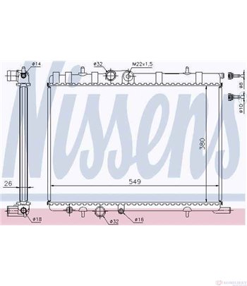 РАДИАТОР ВОДЕН PEUGEOT 206 HATCHBACK (1998-) 1.9 D - NISSENS