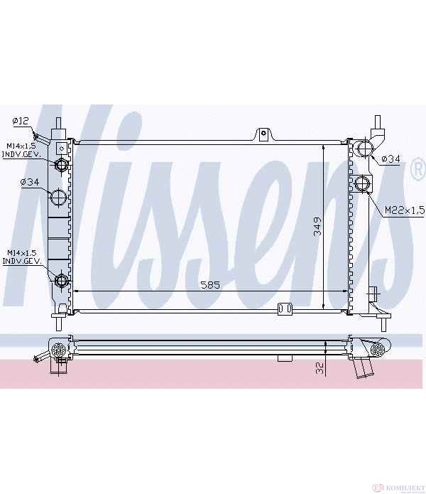 РАДИАТОР ВОДЕН OPEL ASTRA F COMBI (1991-) 1.4 i 16V - NISSENS