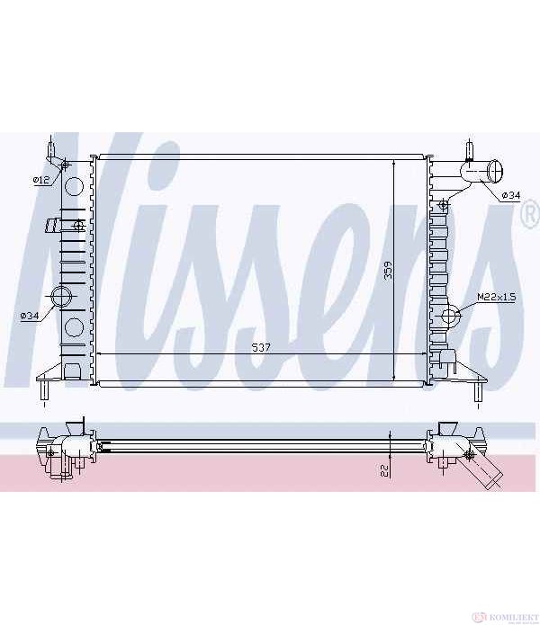 РАДИАТОР ВОДЕН OPEL VECTRA B HATCHBACK (1995-) 1.6 i 16V - NISSENS