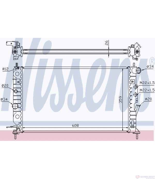 РАДИАТОР ВОДЕН OPEL VECTRA B HATCHBACK (1995-) 2.6 i V6 - NISSENS