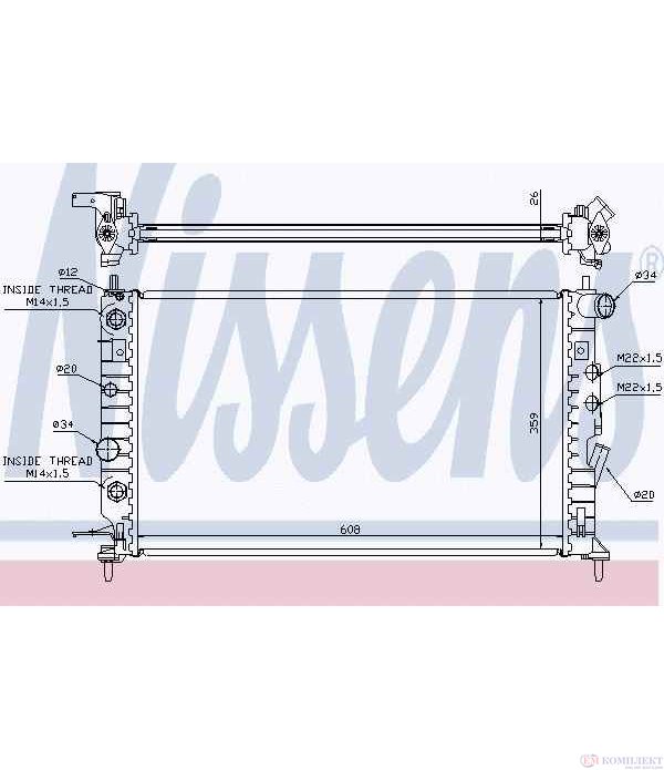 РАДИАТОР ВОДЕН OPEL VECTRA B HATCHBACK (1995-) 2.6 i V6 - NISSENS