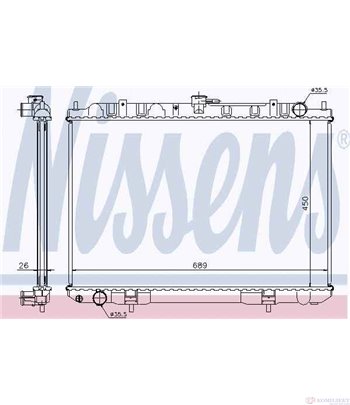 РАДИАТОР ВОДЕН NISSAN X-TRAIL (2001-) 2.2 Di 4x4 - NISSENS