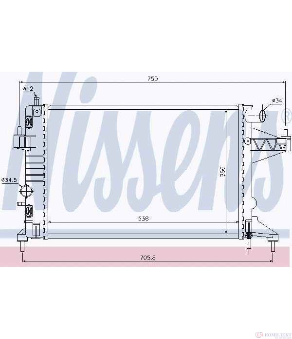 РАДИАТОР ВОДЕН OPEL COMBO (2001-) 1.4 16V - NISSENS
