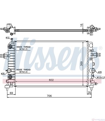 РАДИАТОР ВОДЕН OPEL ASTRA H TWINTOP (2005-) 1.6 - NISSENS