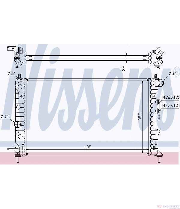 РАДИАТОР ВОДЕН OPEL VECTRA B COMBI (1996-) 2.2 i 16V - NISSENS