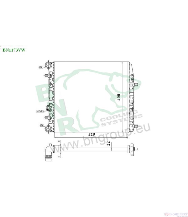 РАДИАТОР ВОДЕН VOLKSWAGEN POLO (2001-) 1.2 - BNR