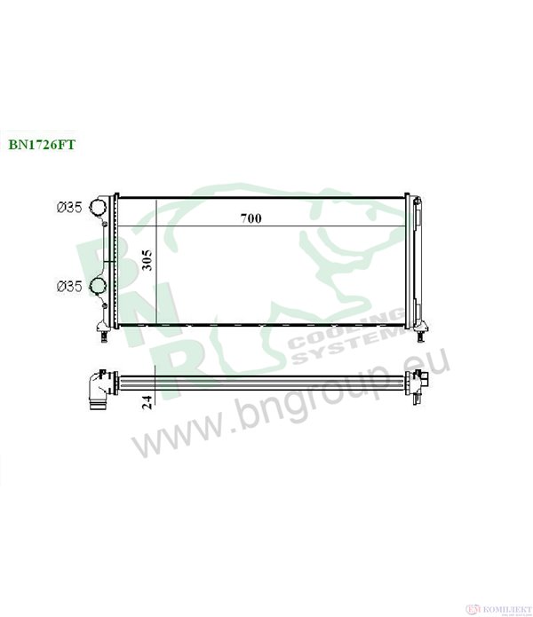 РАДИАТОР ВОДЕН FIAT DOBLO CARGO (2001-) 1.3 JTD 16V Multijet - BNR