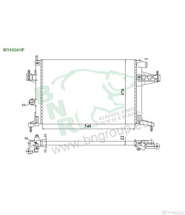 РАДИАТОР ВОДЕН OPEL COMBO TOUR (2001-) 1.4 - BNR