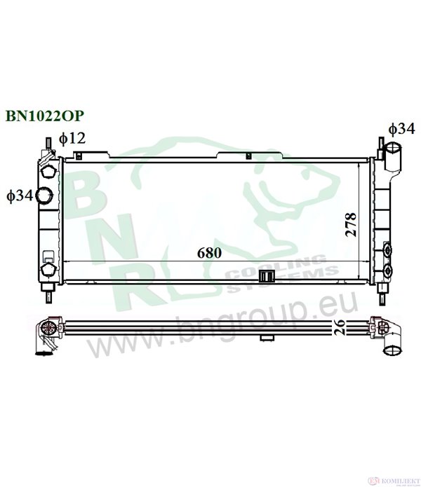 РАДИАТОР ВОДЕН OPEL COMBO (1994-) 1.4 - BNR