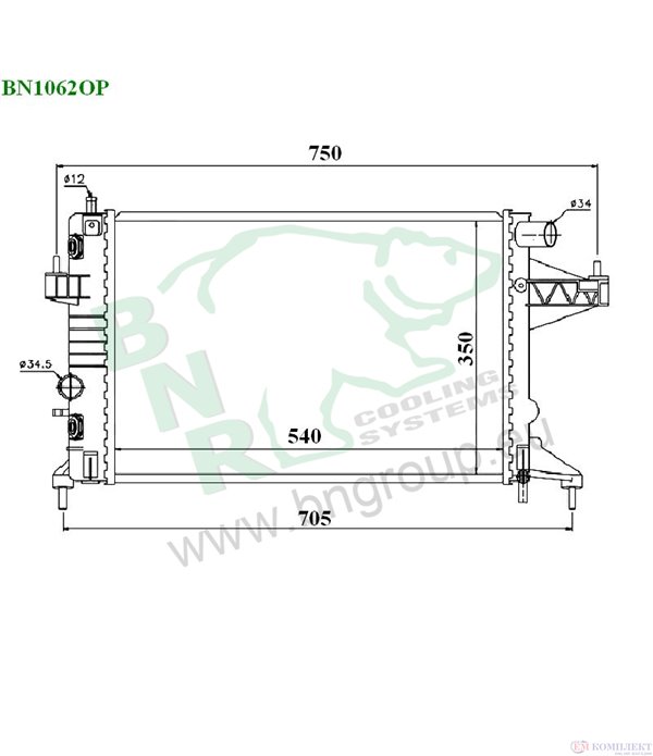 РАДИАТОР ВОДЕН OPEL COMBO TOUR (2001-) 1.4 - BNR