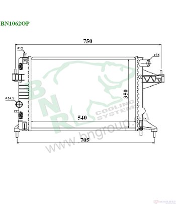 РАДИАТОР ВОДЕН OPEL COMBO (2001-) 1.4 16V - BNR
