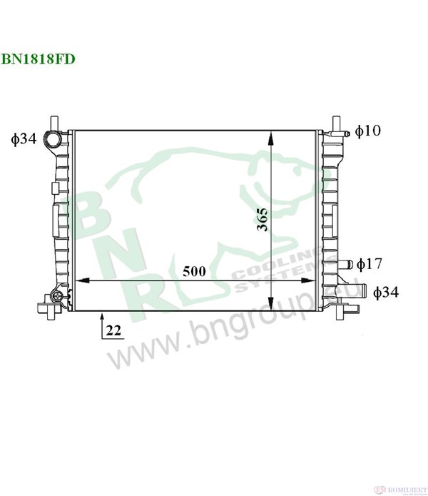 РАДИАТОР ВОДЕН FORD FIESTA BOX (1996-) 1.4 i - BNR