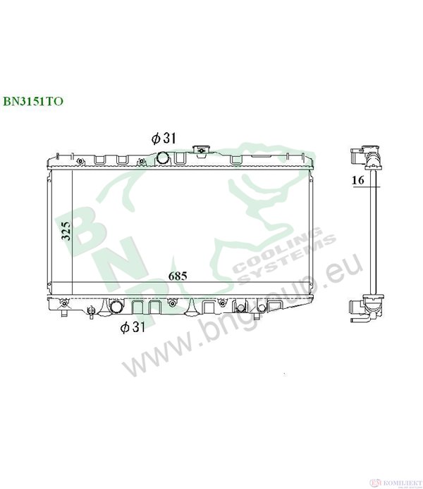 РАДИАТОР ВОДЕН TOYOTA COROLLA (1987-) 1.6 - BNR