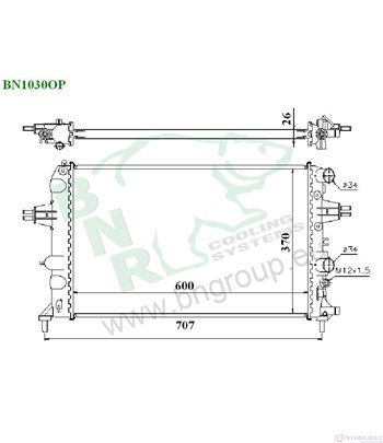РАДИАТОР ВОДЕН OPEL ASTRA G CABRIOLET (2001-) 1.6 - BNR