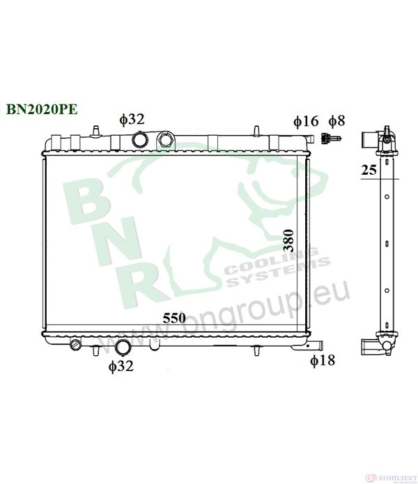 РАДИАТОР ВОДЕН CITROEN C4 (2004-) 1.6 16V Bio-Flex - BNR