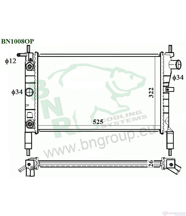 РАДИАТОР ВОДЕН OPEL ASTRA F COMBI (1991-) 1.6 i - BNR