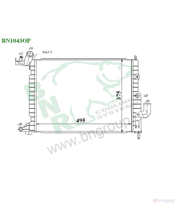 РАДИАТОР ВОДЕН OPEL VECTRA B (1995-) 1.7 TD - BNR