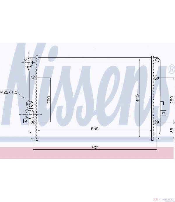 РАДИАТОР ВОДЕН VOLKSWAGEN BORA (1998-) 1.9 TDI - NISSENS