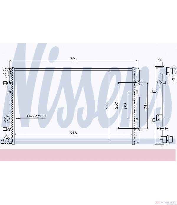 РАДИАТОР ВОДЕН VOLKSWAGEN GOLF IV (1997-) 2.3 V5 4motion - NISSENS