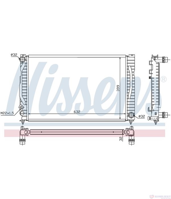 РАДИАТОР ВОДЕН VOLKSWAGEN PASSAT (1996-) 2.5 TDI - NISSENS