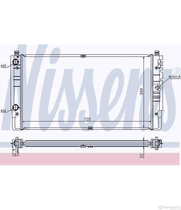 РАДИАТОР ВОДЕН VOLKSWAGEN TRANSPORTER IV (1990-) 2.8 VR 6 - NISSENS