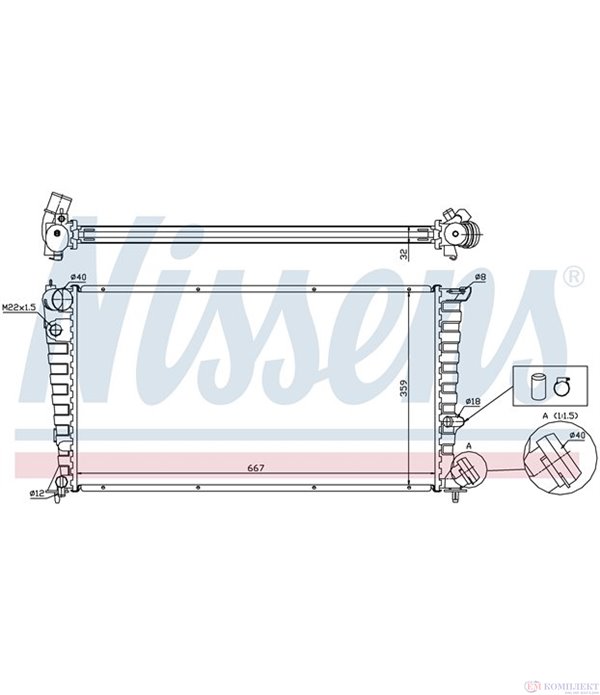 РАДИАТОР ВОДЕН PEUGEOT PARTNER (1996-) 1.8 D - NISSENS