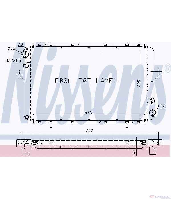 РАДИАТОР ВОДЕН RENAULT MASTER I (1980-) 28-35 2.0 - NISSENS