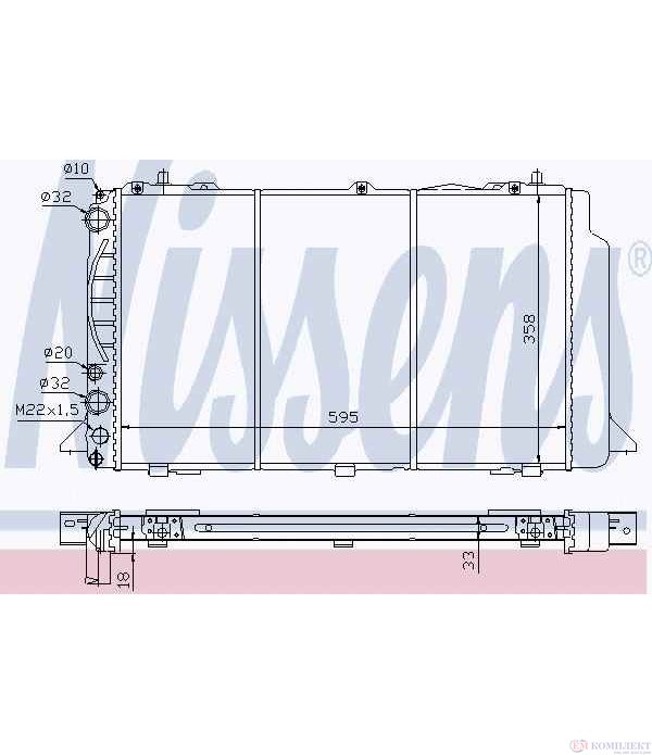 РАДИАТОР ВОДЕН AUDI 80 (1986-) 2.0 E 16V quattro - NISSENS