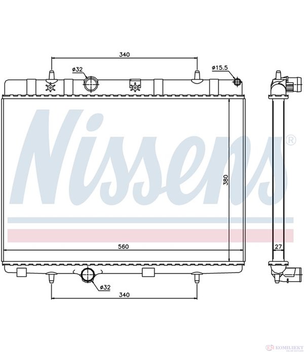 РАДИАТОР ВОДЕН PEUGEOT 207 (2006-) 1.6 16V VTi - NISSENS