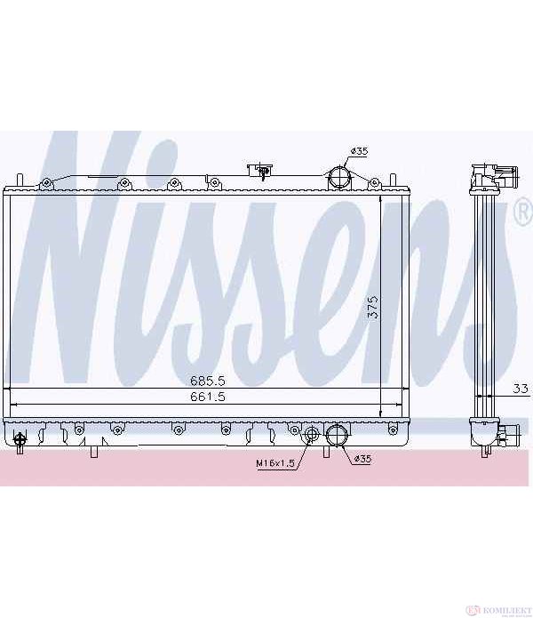 РАДИАТОР ВОДЕН MITSUBISHI COLT III (1986-) 1.8 Diesel GLX - NISSENS