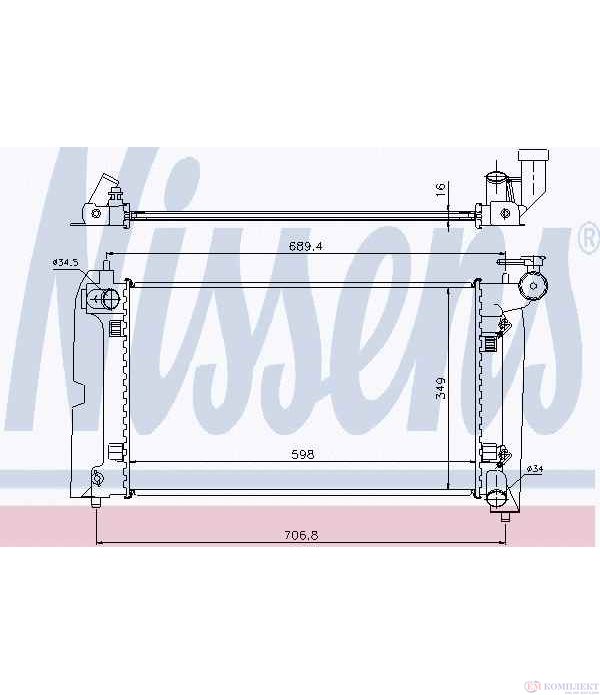 РАДИАТОР ВОДЕН TOYOTA COROLLA SEDAN (2001-) 1.6 VVT-i - NISSENS
