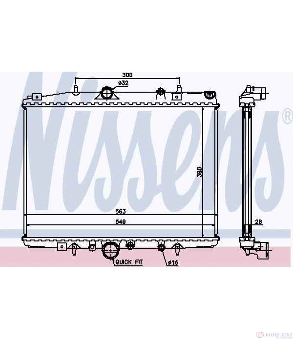 РАДИАТОР ВОДЕН PEUGEOT 607 (2000-) 2.2 16V - NISSENS