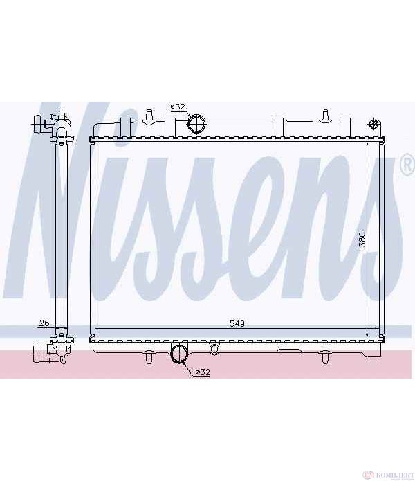 РАДИАТОР ВОДЕН PEUGEOT 407 SW (2004-) 2.2 16V - NISSENS