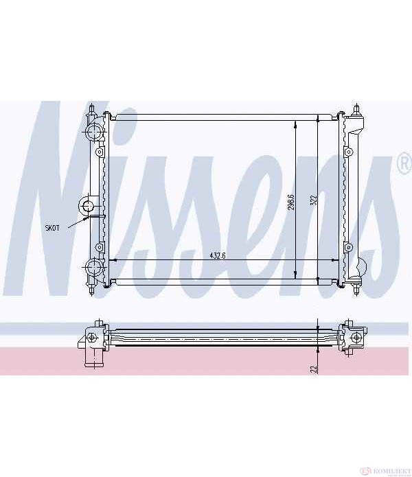 РАДИАТОР ВОДЕН VOLKSWAGEN POLO (1981-) 1.3 CAT - NISSENS