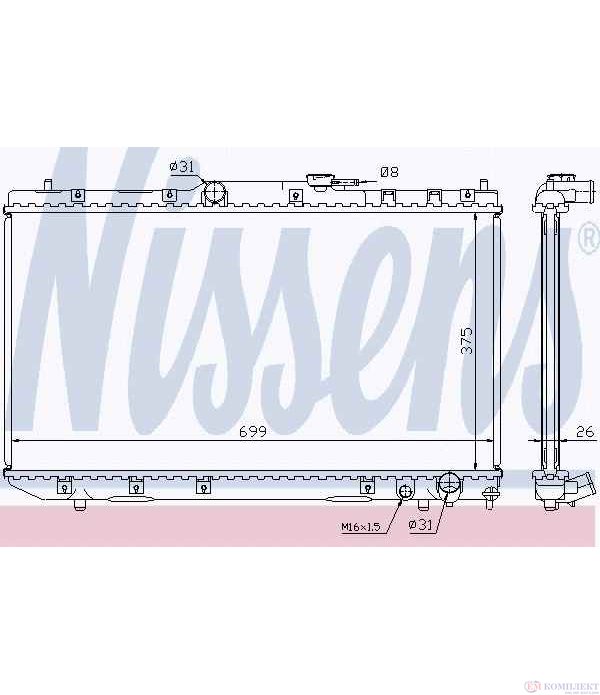 РАДИАТОР ВОДЕН TOYOTA AVENSIS (1997-) 2.0 TD - NISSENS
