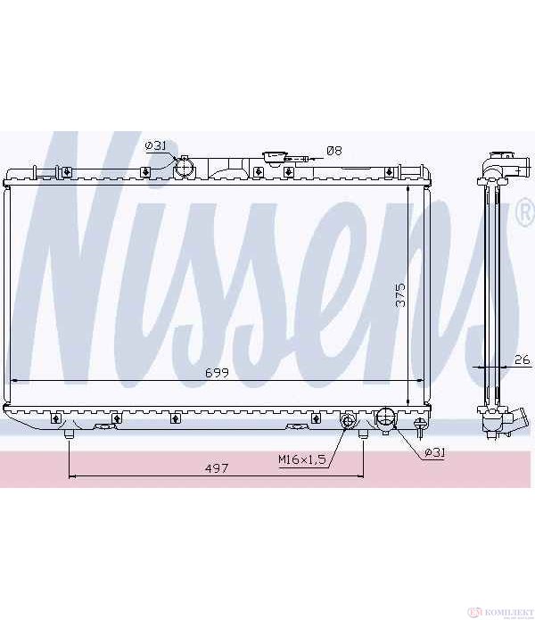 РАДИАТОР ВОДЕН TOYOTA CARINA E SPORTSWAGON (1993-) 2.0 D - NISSENS